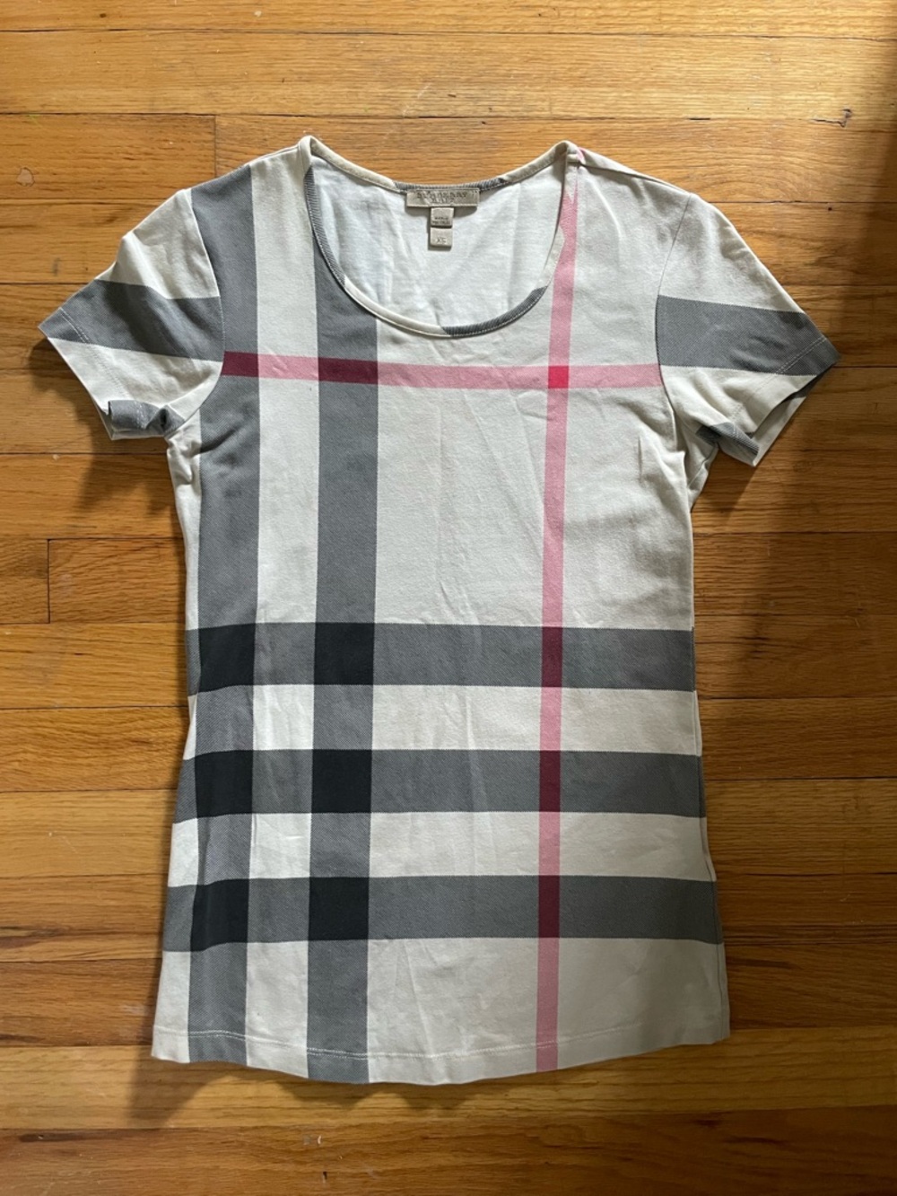 Burberry Brit Women’s Short Sleeve Nova Check Scoop Neck Tee